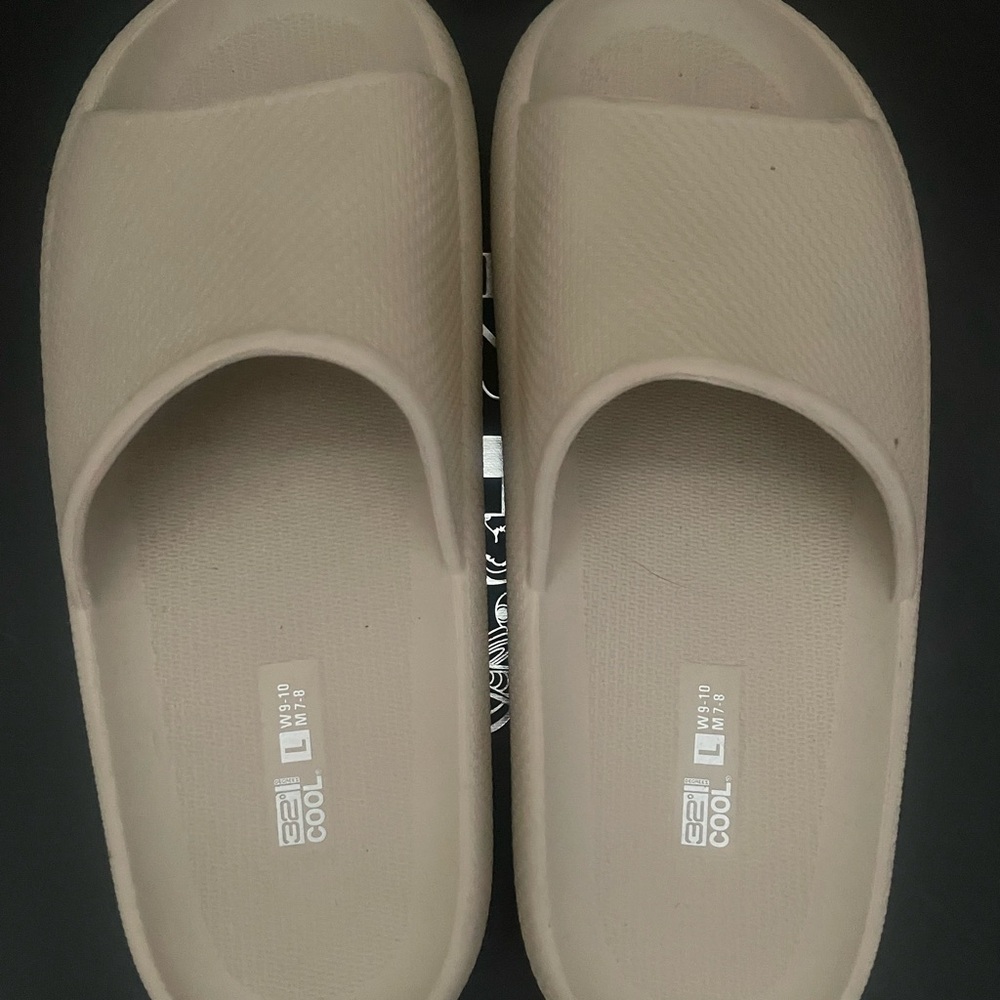 Comfortable Beige Slide Sandals